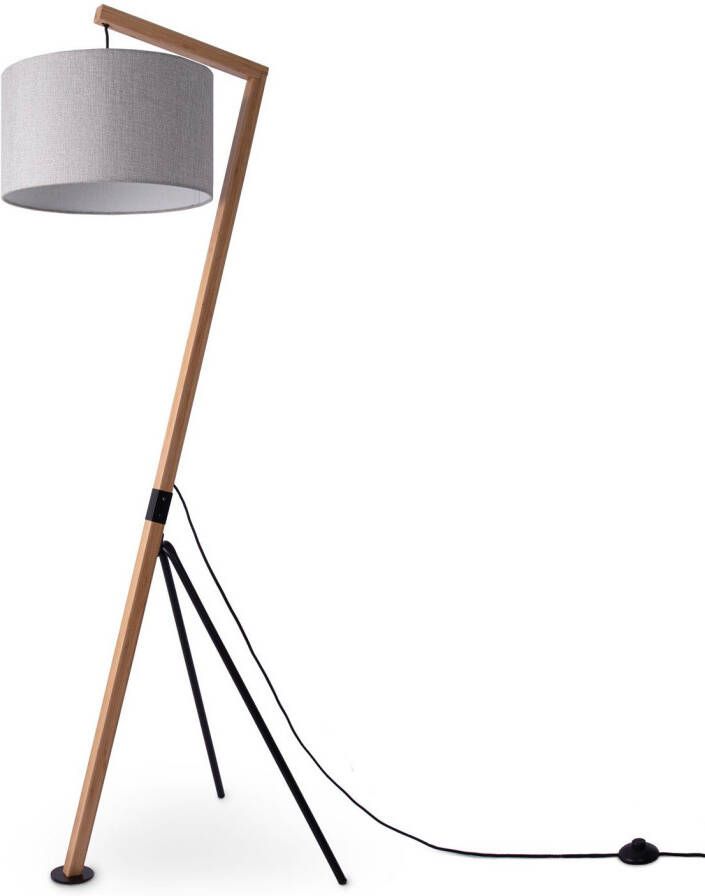 Paco Home Staande lamp GALLOW Modern woonkamer driepoot hout metaal vintage E27 galg