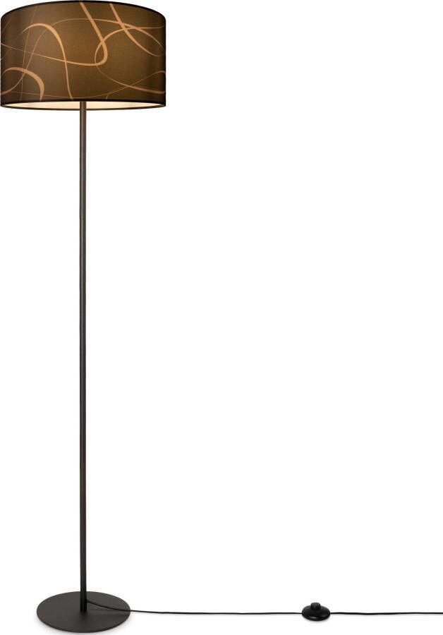 Paco Home Staande lamp Luca Tribal Vloerlamp driepoot met lampenkap stof modern abstract uni E27