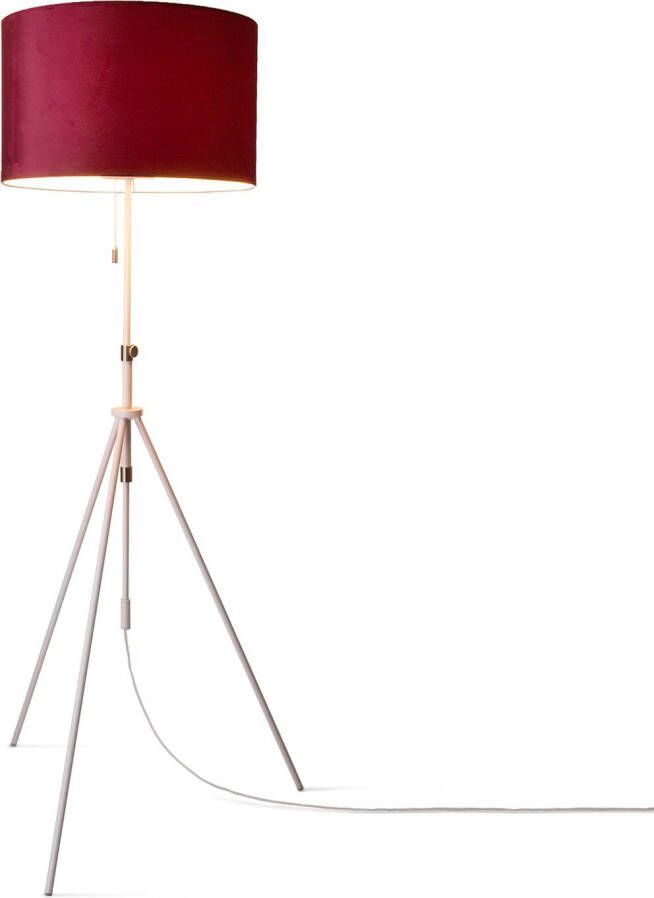 Paco Home Staande lamp Naomi uni Color Woonkamer in hoogte verstelbaar 121 5 tot 176 5 cm trekschakelaar velours