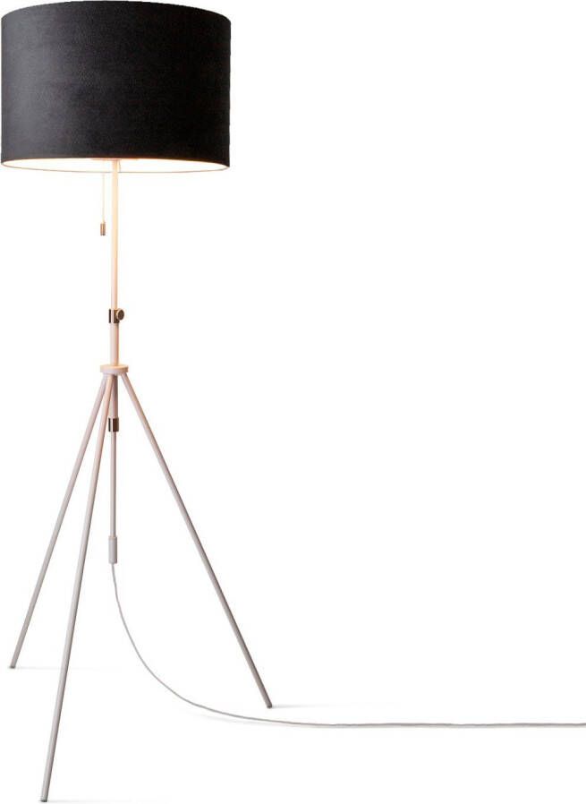 Paco Home Staande lamp Naomi uni Color Woonkamer in hoogte verstelbaar 121 5 tot 176 5 cm trekschakelaar velours