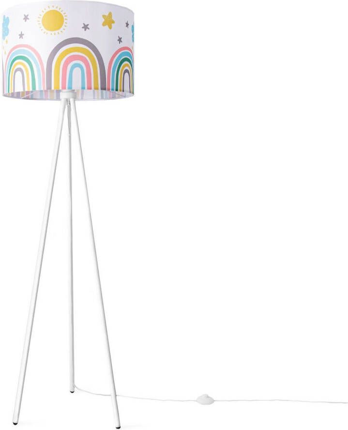 Paco Home Staande lamp TRINA TWEET 462 RAIN Lamp kinderkamer kindlamp babykamer E27 regenboog zon wolken