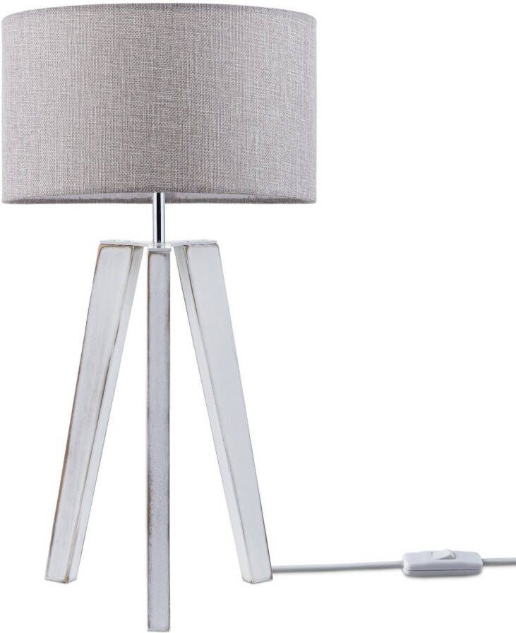 Paco Home Tafellamp Canvas uni Color Vloerlamp vintage voet LED lamp woonkamer Scandinavisch ontwerp E27