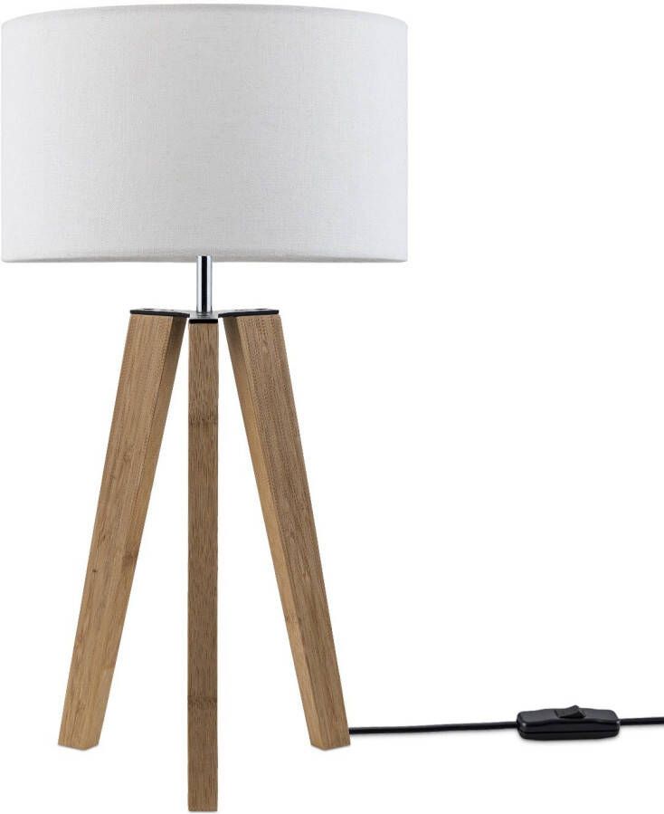 Paco Home Tafellamp Canvas uni Color Vloerlamp vintage voet LED lamp woonkamer Scandinavisch ontwerp E27