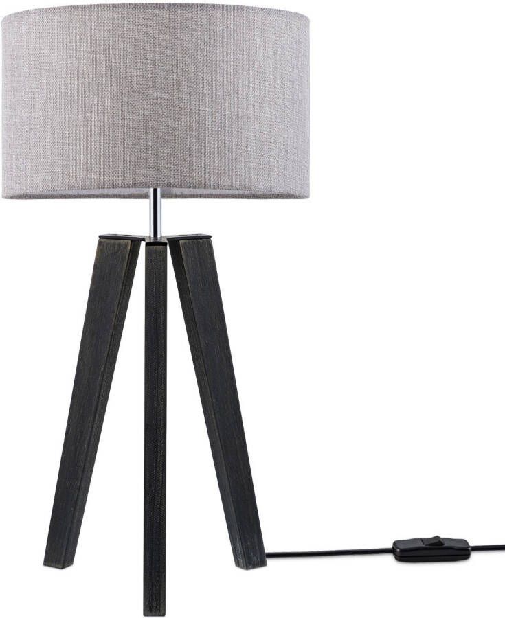 Paco Home Tafellamp Canvas uni Color Vloerlamp vintage voet LED lamp woonkamer Scandinavisch ontwerp E27