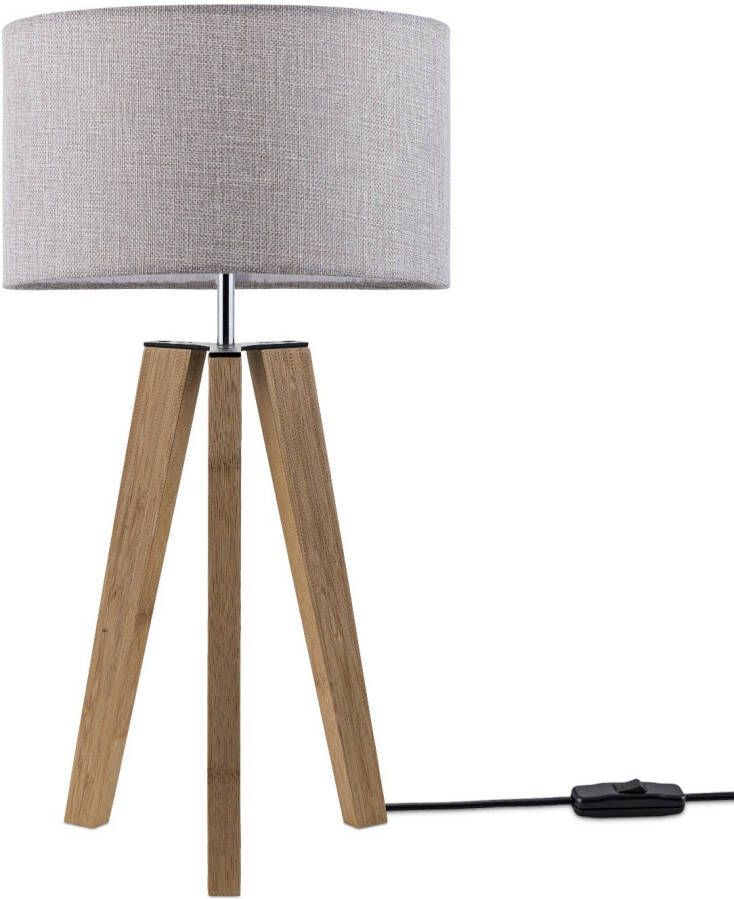 Paco Home Tafellamp Canvas uni Color Vloerlamp vintage voet LED lamp woonkamer Scandinavisch ontwerp E27