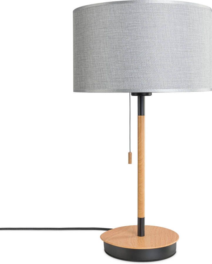 Paco Home Tafellamp EKO CANVAS UNI COLOR Nacht met schakelaar stoffen lamp vintage Scandinavisch