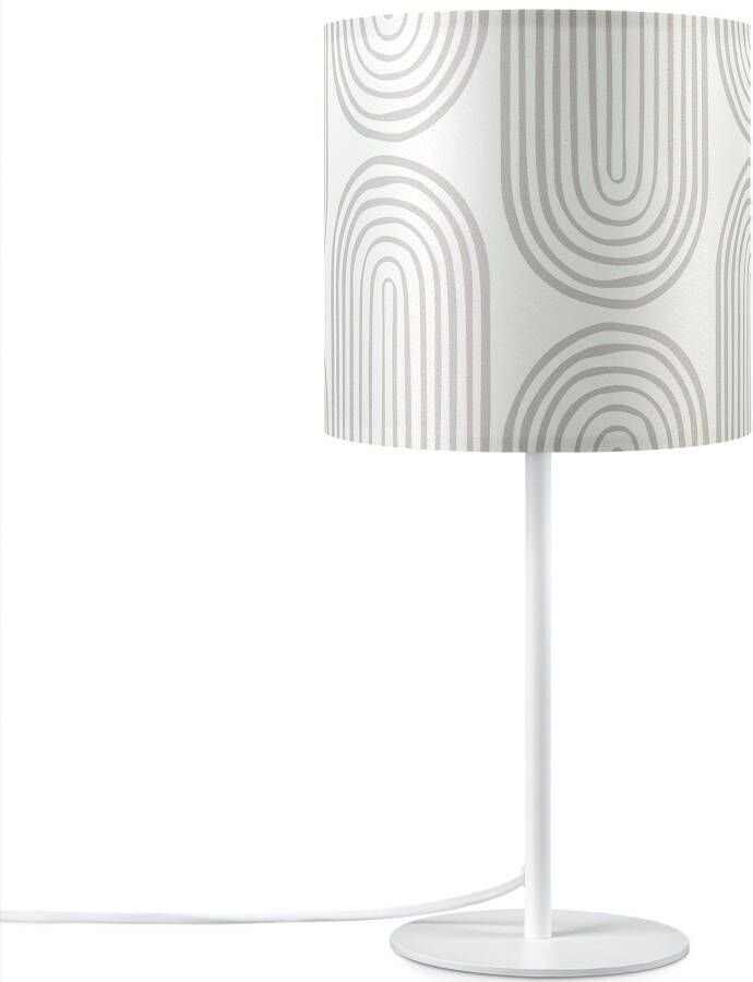 Paco Home Tafellamp Luca Pillar Met stoffen kap naar slaapkamer abstract modern retro E14