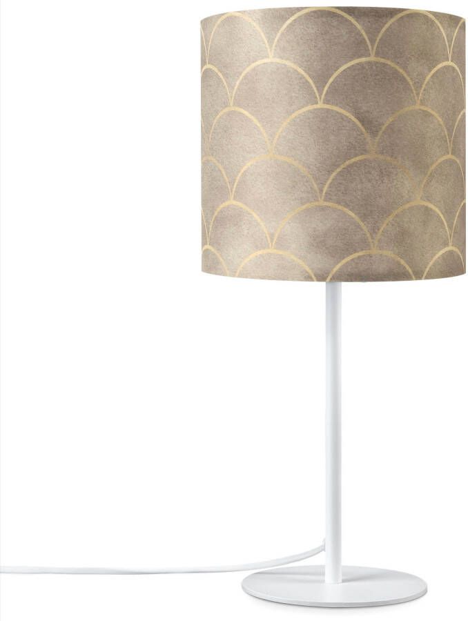 Paco Home Tafellamp Luca Pillar Slaapkamer nachtlamp met stoffen kap modern