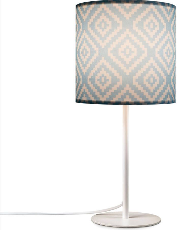 Paco Home Tafellamp Luca Stella Stoff nachtlamp vintage retro met stekker modern nacht