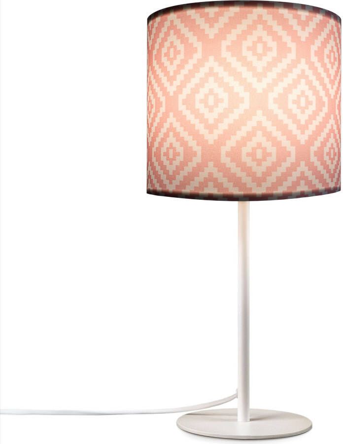 Paco Home Tafellamp Luca Stella Stoff nachtlamp vintage retro met stekker modern nacht