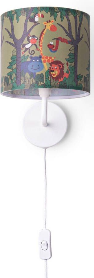 Paco Home Wandlamp Diamond 638 Lamp kinderkamer âˆ…18cm jungle dier-motief kabel 3m E14