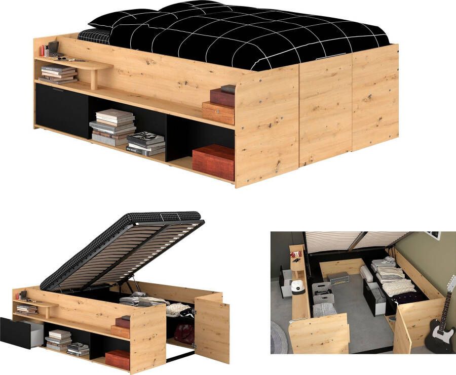 Parisot Ledikant met bergruimte Reis maximale opbergruimte zoals een inloopkast Opbergruimtes hydraulische bedbox met planken lade deur - Foto 10