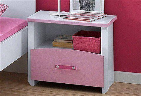 Leen Bakker Nachtkastje Kiki 1 lade wit roze - Foto 3