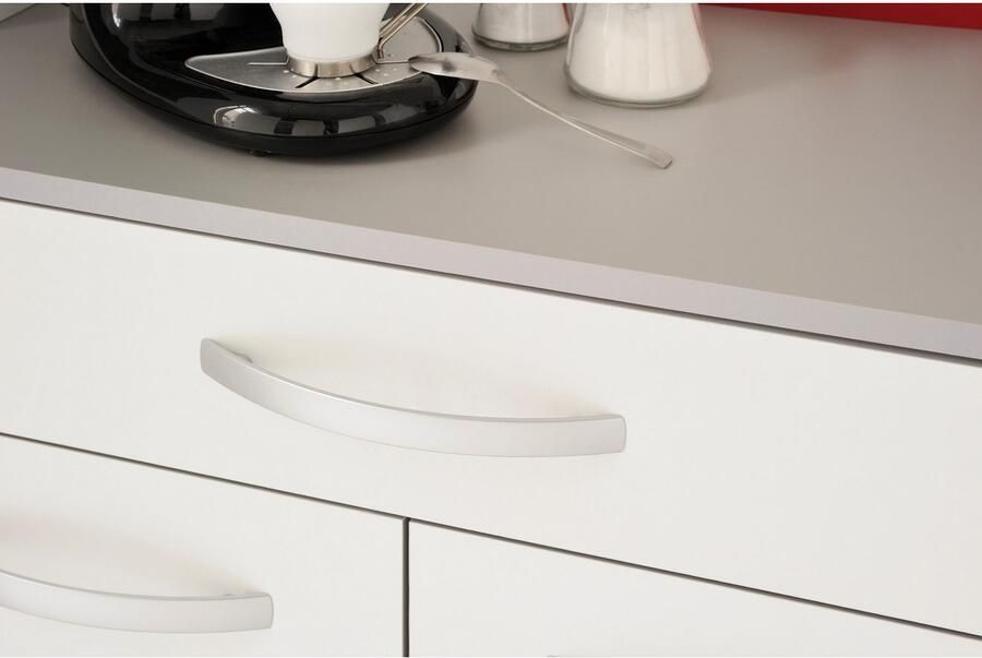 Parisot Buffetkast Spoon 1 keukenbuffet veel bergruimte 6 deuren Lade werkblad en planken zonder elektrische apparaten (1 stuk)
