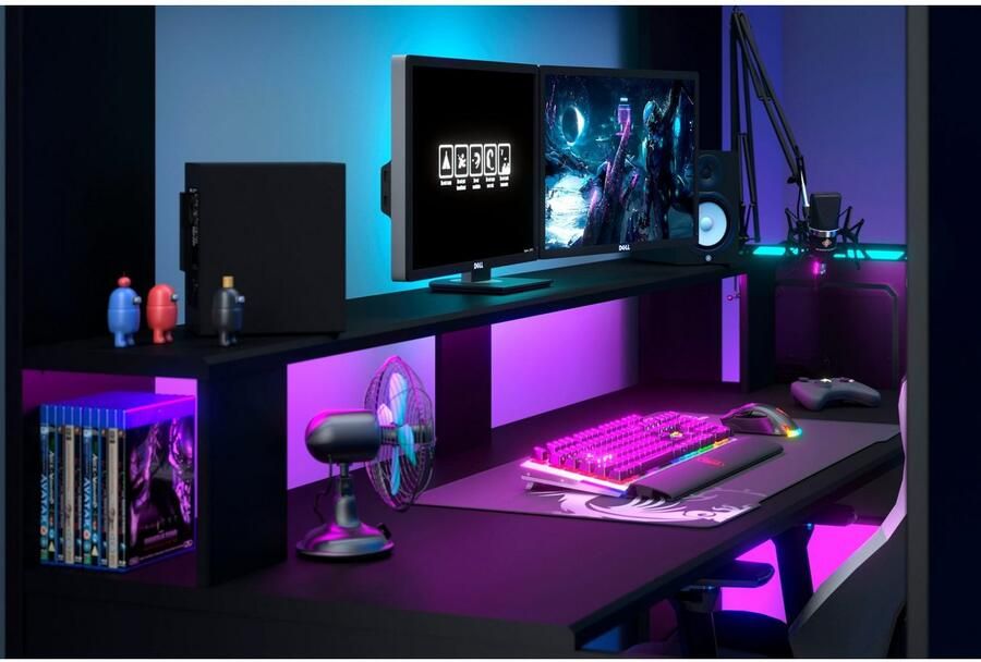 Parisot Hoogslaper Gaming-bed met bureau USB-aansluiting LED veel opbergruimte - Foto 8