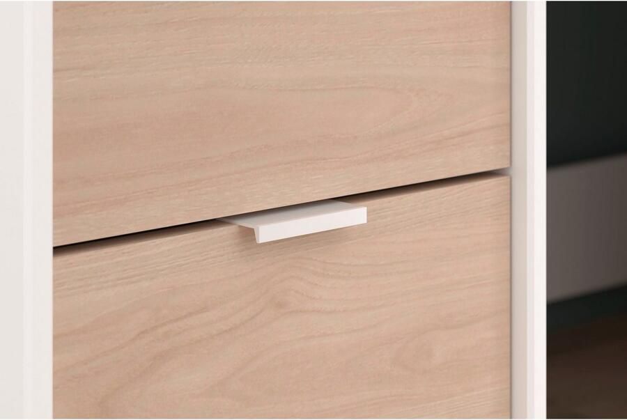 PARISOT Gecombineerde hoogslaper voor kinderen Wit en eiken decor Inclusief bedbodem 90x200 cm TOM - Foto 9