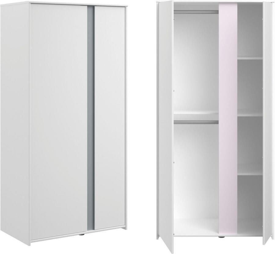 Parisot Kledingkast Rue met 2 deuren wit grijs of wit roze - Foto 2