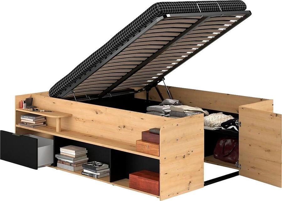 Parisot Ledikant met bergruimte Reis maximale opbergruimte zoals een inloopkast Opbergruimtes hydraulische bedbox met planken lade deur - Foto 4