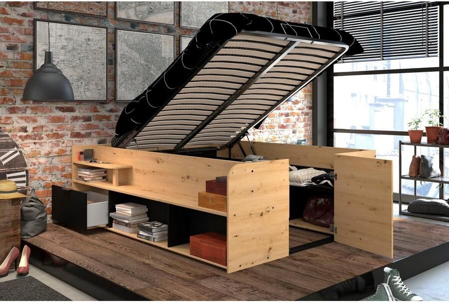 Parisot Ledikant met bergruimte Reis maximale opbergruimte zoals een inloopkast Opbergruimtes hydraulische bedbox met planken lade deur - Foto 6