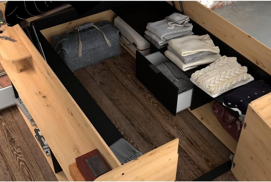 Parisot Ledikant met bergruimte Reis maximale opbergruimte zoals een inloopkast Opbergruimtes hydraulische bedbox met planken lade deur - Foto 7