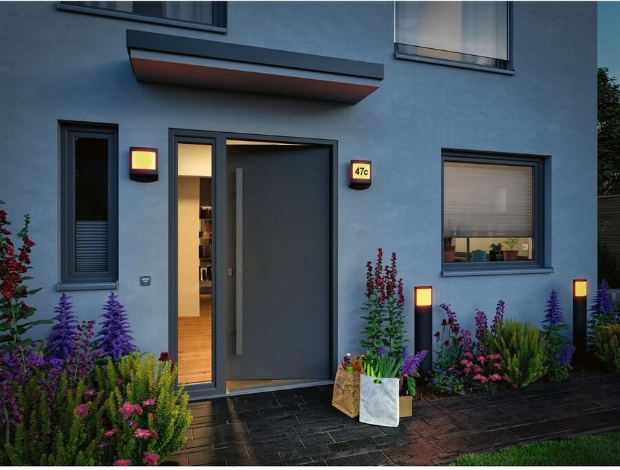 Paulmann Led-bolderlamp Padea IP44 847mm 8 5W 700lm 230V Antraciet Kunststof Smart Home Zigbee 3.0 schemerschakelaar insectvriendelijk (1 stuk)