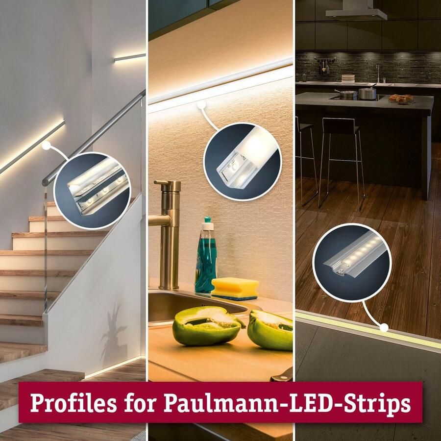 Paulmann Led-strepen Vloer Profiel met Diffuser 100cm Geanodiseerd Alu Satin Alu Kunststof Alu (1 stuk)