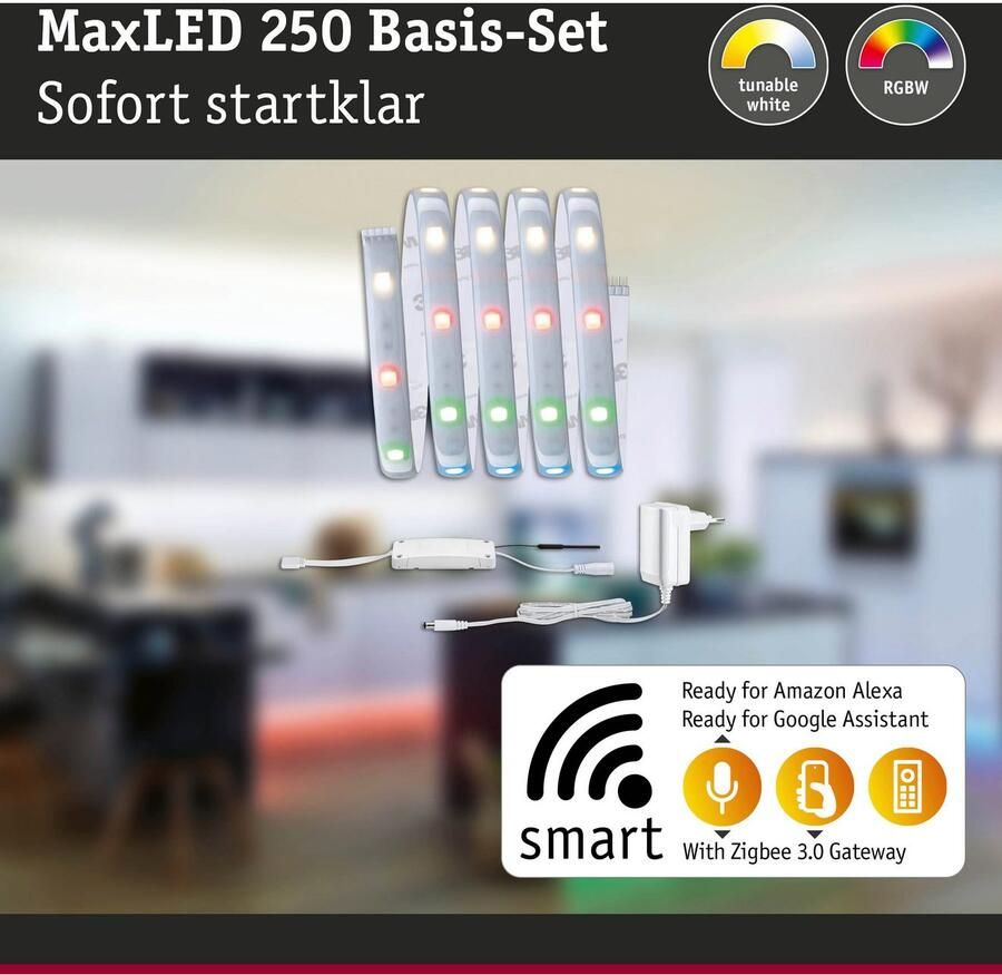 Paulmann Led-strepen MaxLED 250 Basisset Smart Home Zigbee IP44 9W 300l 300lm (1 stuk)
