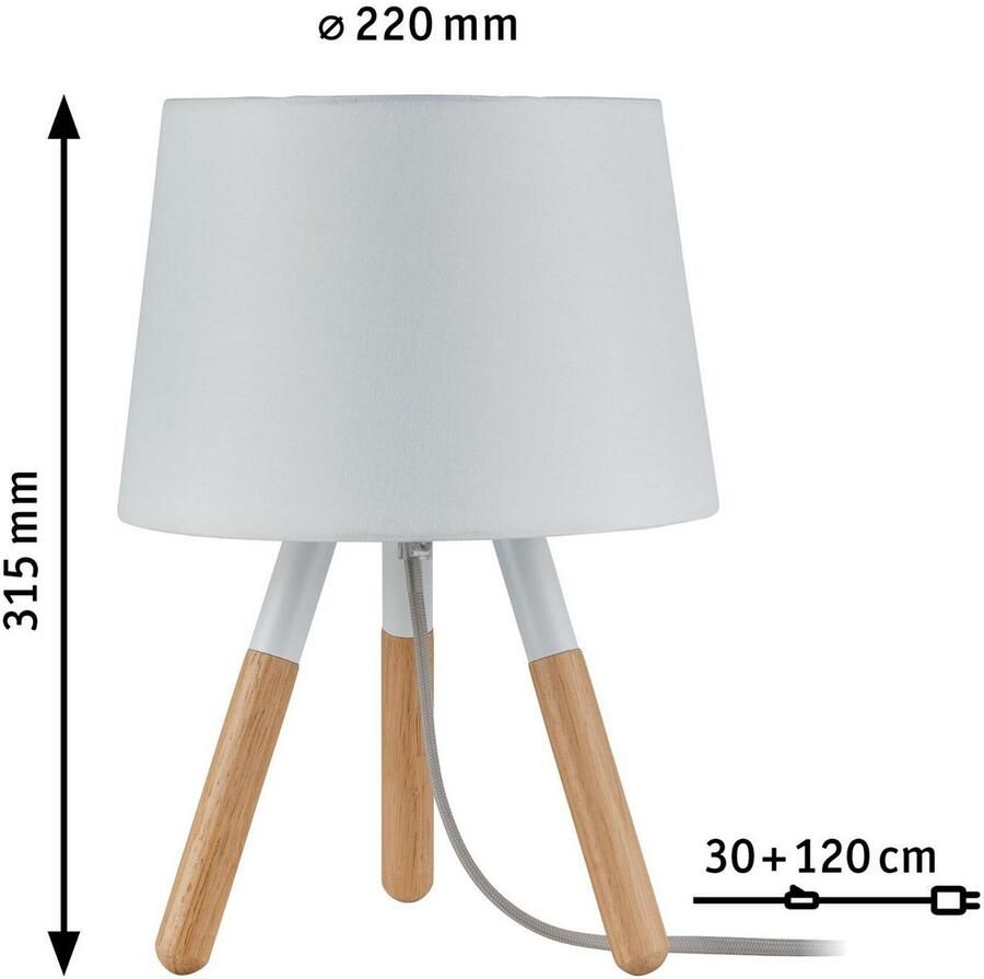 Paulmann Tafellamp Neordic Berit max.1x20W E27 Wit Hout 230V Stof Metaal (1 stuk)