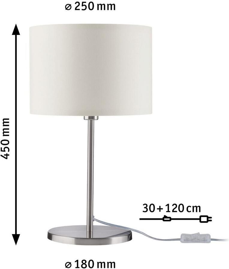 Paulmann Tafellamp Tessa max.1x40W E14 Crème Geborsteld ijzer 230V Metaal Stof (1 stuk)