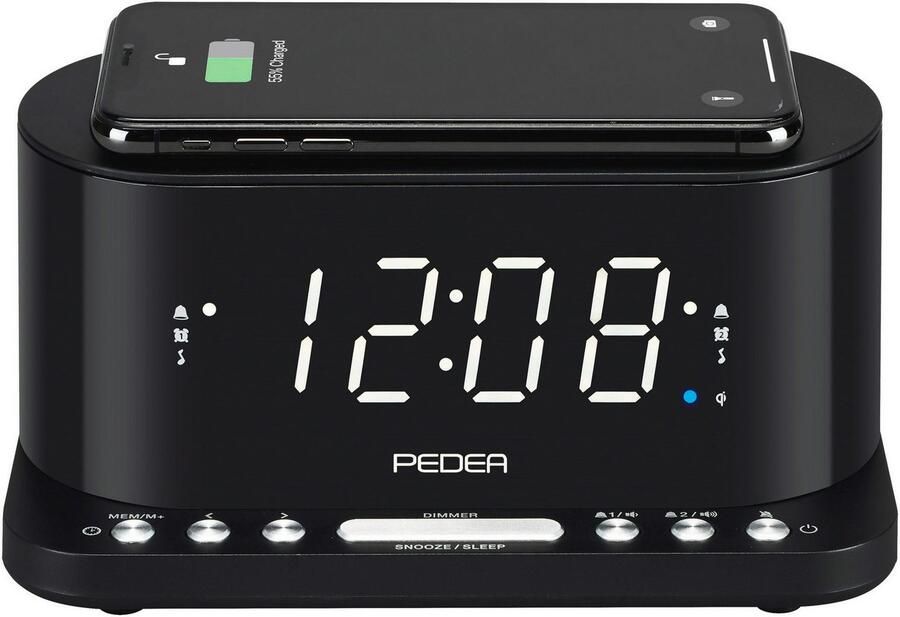 PEDEA Wekkerradio FM radiowekker met inductieve QI-oplaadfunctie