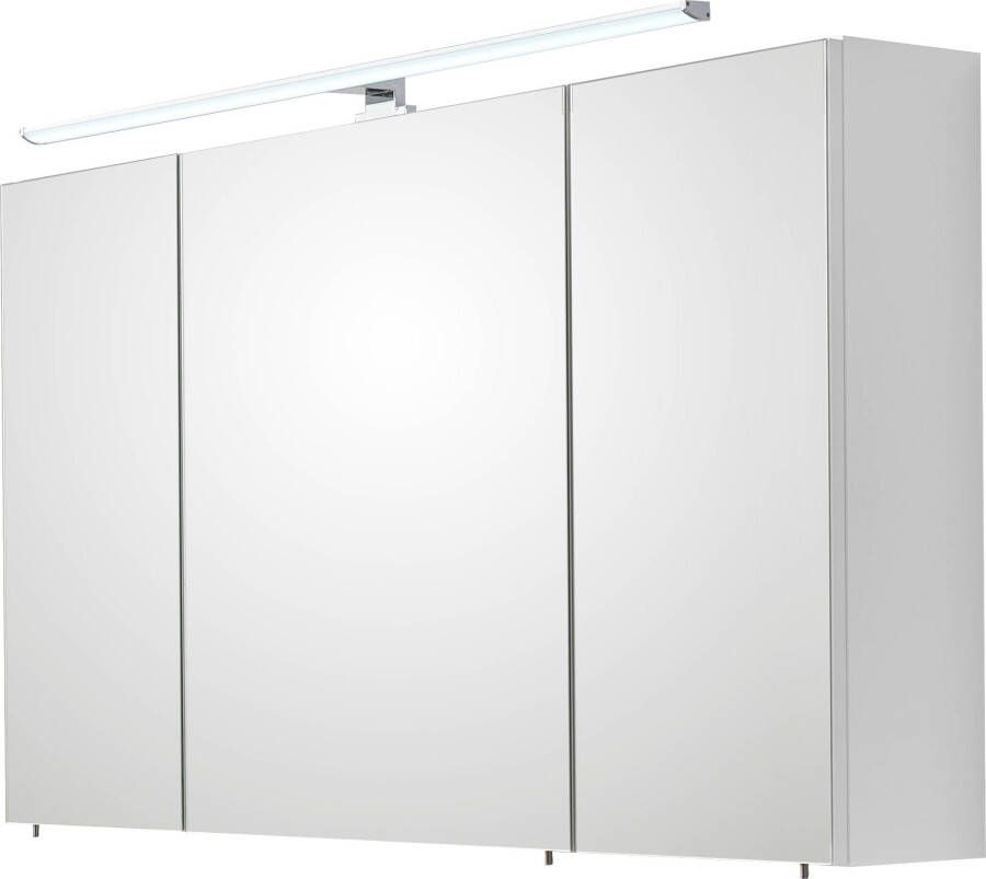 PELIPAL Spiegelkast Quickset 360 Breedte 110 cm 3-deurs ledverlichting schakelaar- stekkerdoos