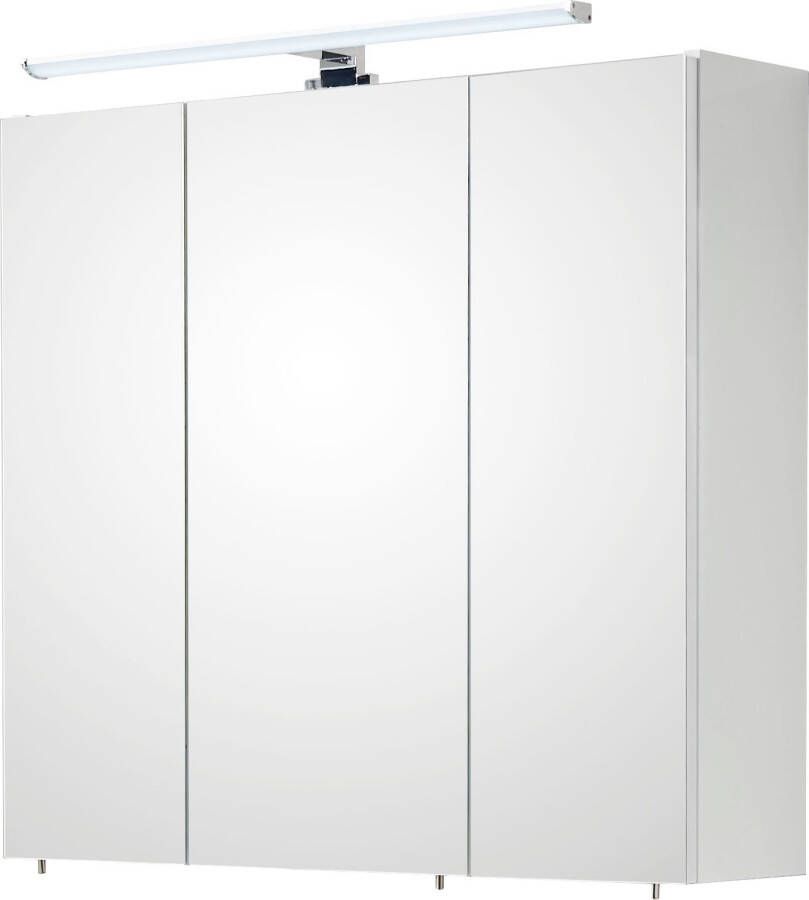 PELIPAL Spiegelkast Quickset 360 Breedte 75 cm 3-deurs ledverlichting schakelaar- stekkerdoos