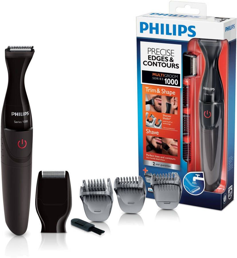 Philips Multifunctionele trimmer Series 1000 MG1100 16 volledig nat afneembaar met dualcut-precisietrimmer detailtrimopzet en 3 precisie-kammen