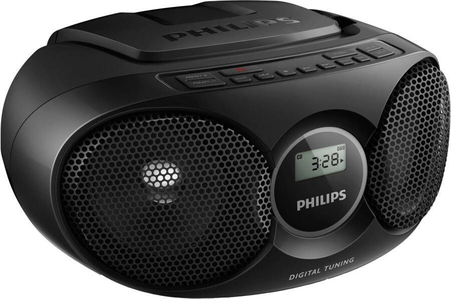 Philips AZ215B 12 CD-speler met digitale tuner en 3 5 mm audio-ingang zwart