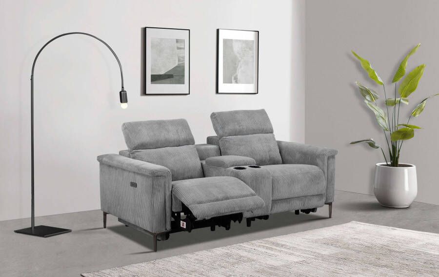 Places of Style 2-zitsbank Lund in Cord 2-persoons bioscoopbank TV-fauteuil multimedia-sofa