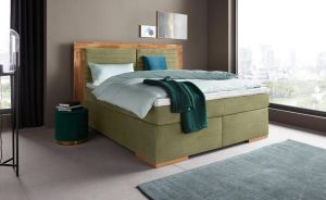 Places of Style Boxspring Cup met ledverlichting massief houten lijst en topmatras in 2 hardheden
