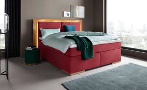 Places of Style Boxspring Cup met ledverlichting massief houten lijst en topmatras in 2 hardheden