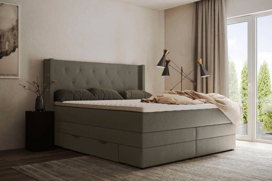 Places of Style Boxspring Elegance met mooie capitonnage in de hardheden h2 & h3 inclusief laden