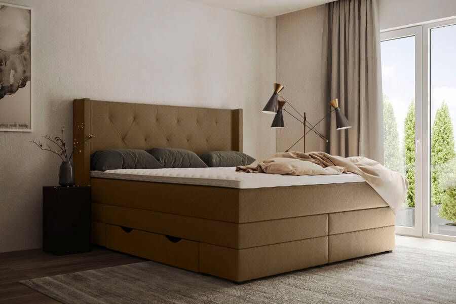 Places of Style Boxspring Elegance met mooie capitonnage in de hardheden h2 & h3 inclusief laden