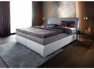 Places of Style Boxspring Luna in structuur- imitatieleermix extra lang 220 cm tot 3 hardheden