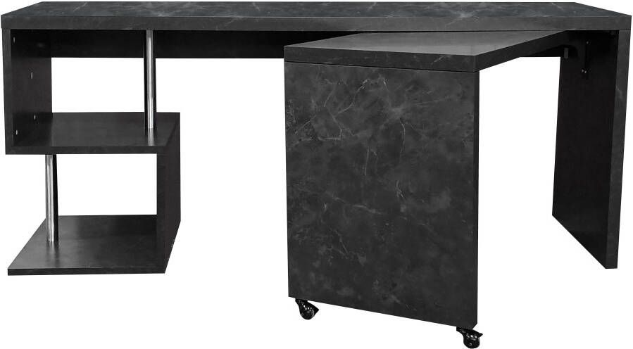 Places of Style Bureau Lopar hoekbureau rolbaar tafel-element ruime werkruimte hoek 180x129 cm