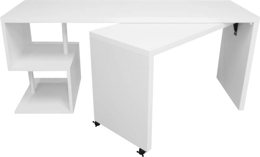 Places of Style Bureau Lopar hoekbureau rolbaar tafel-element ruime werkruimte hoek 180x129 cm