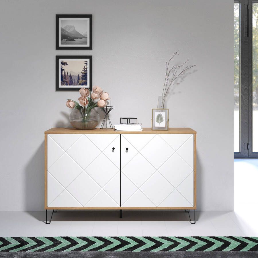 Places of Style Dressoir Touch Commode Frezingen in ruitlook Breedte 123 cm