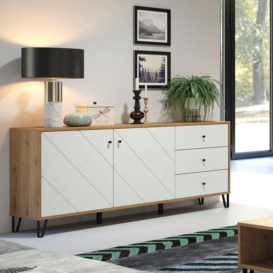 Places of Style Dressoir Touch Commode Frezingen in ruitlook Breedte 183 cm