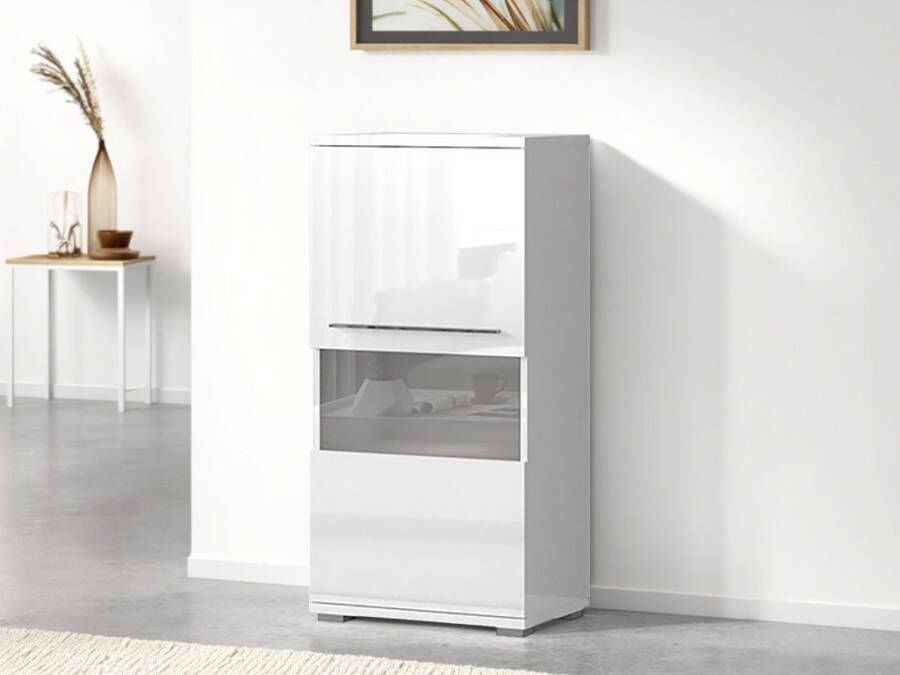 Places of Style Highboard Piano Vitrine UV-gecoat soft close-functie