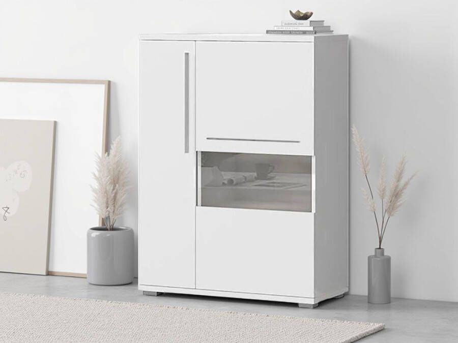 Places of Style Highboard Piano Vitrine UV-gecoat soft close-functie