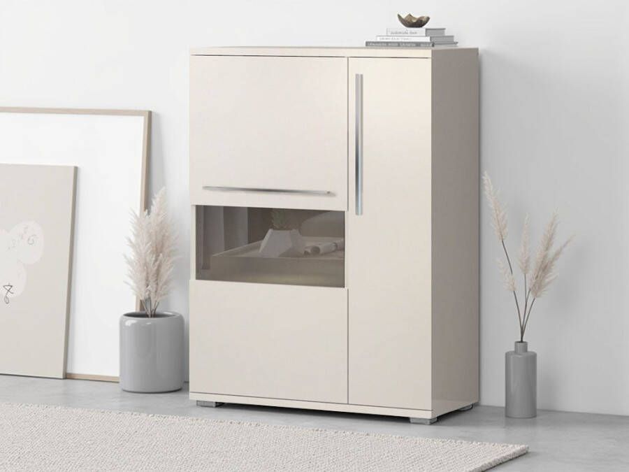 Places of Style Highboard Piano Vitrine UV-gecoat soft close-functie