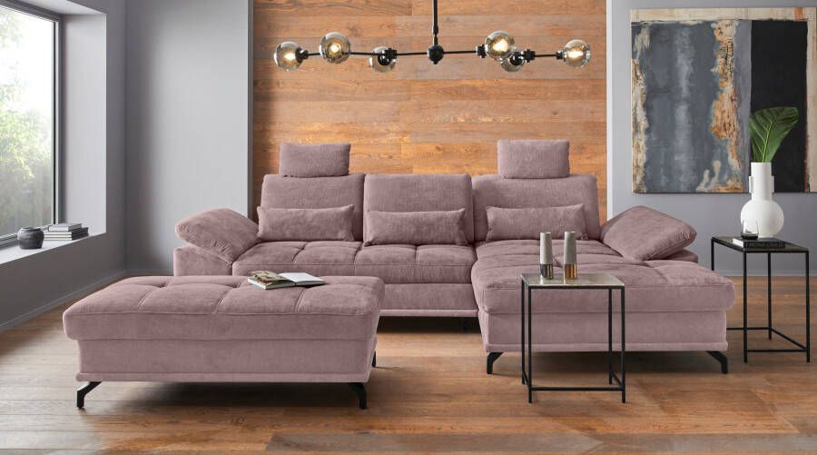 Places of Style Hoekbank Costello 3 nierkussens optionele bedfunctie en bedlade
