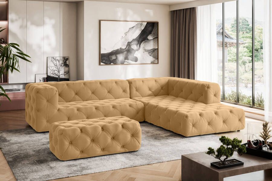 Home affaire Hoekbank FOLLINA L-vorm met klassieke Chesterfield-knoopstiksels