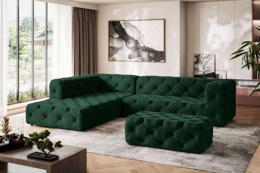 Home affaire Hoekbank FOLLINA L-vorm met klassieke Chesterfield-knoopstiksels